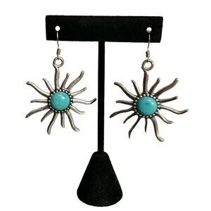🎉 SALE SEMIPRECIOUS Stone Sun Dangle Earrings